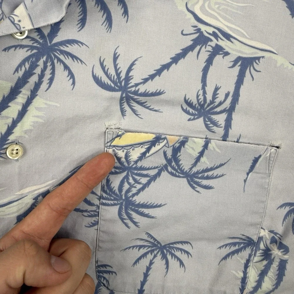 Vintage Polo Ralph Lauren Shirt Mens Medium Blue Floral Clayton Loop Collar Camp